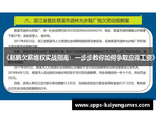 《赵鹏欠薪维权实战指南：一步步教你如何争取应得工资》