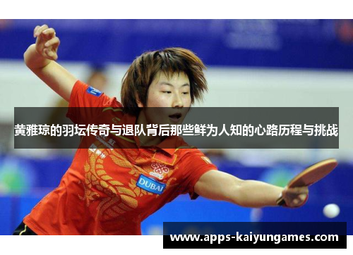 黄雅琼的羽坛传奇与退队背后那些鲜为人知的心路历程与挑战